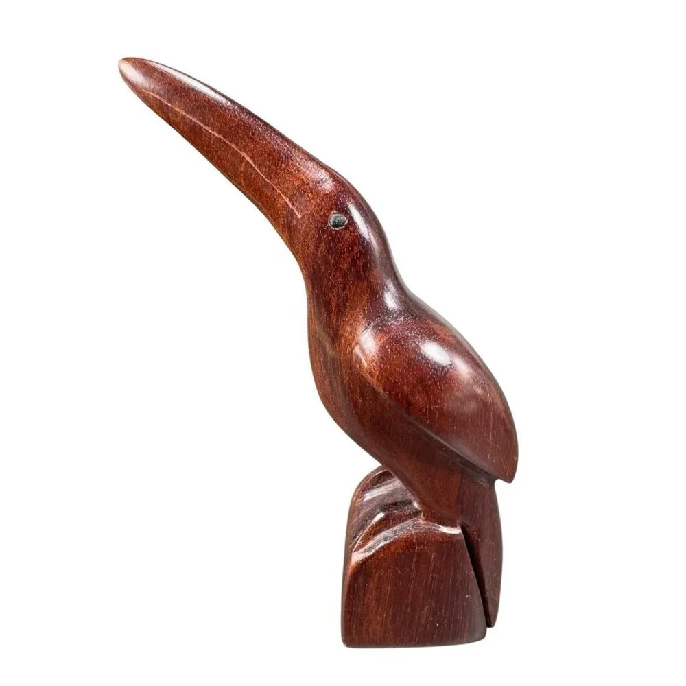 Vintage Hand Carved Ironwood Toucan Bird Figurine Wood Carving Made In‎ Mexico